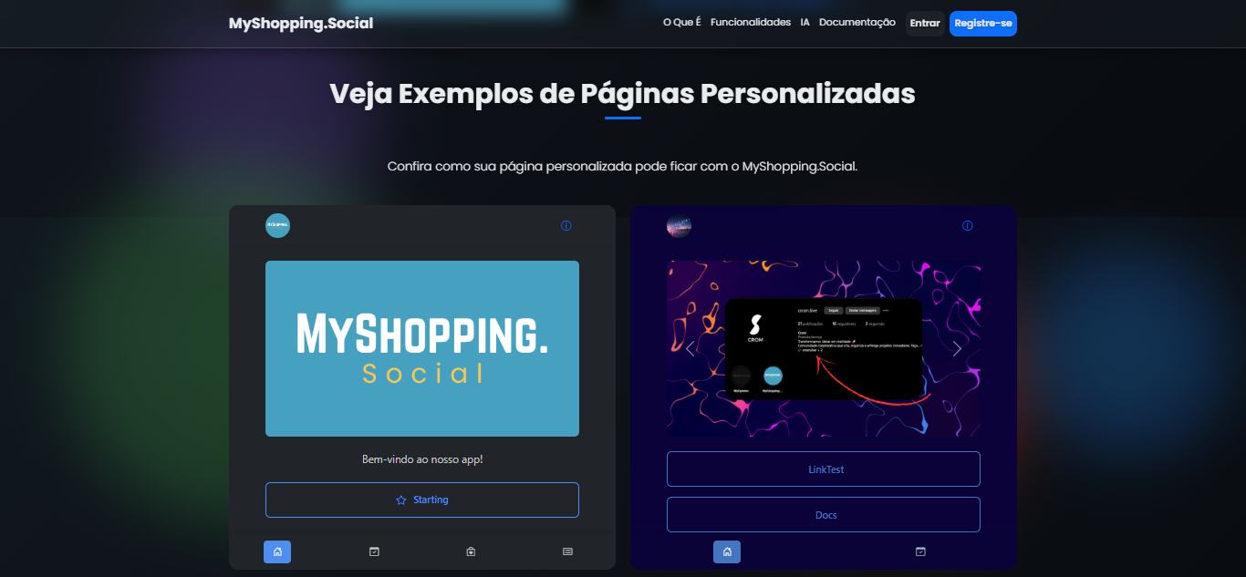 Captura de tela de exemplos